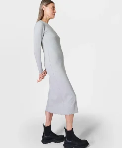 Sweaty Betty Ribbed Long Sleeve Midi Dress- Dresses & Jumpsuits